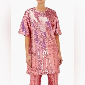 ✨ Raey Pink Sequin Longline Top / Mini Dress – Size UK 8 (US 4) ✨